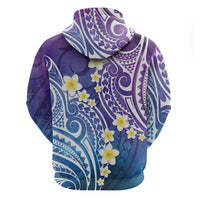 Plumeria With Galaxy Polynesian Tattoo Pattern Zip Hoodie LT05 - Polynesian Pride