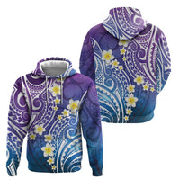 Plumeria With Galaxy Polynesian Tattoo Pattern Zip Hoodie LT05 - Polynesian Pride