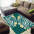 Plumeria With Teal Polynesian Tattoo Pattern Area Rug