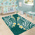 Plumeria With Teal Polynesian Tattoo Pattern Area Rug