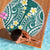 Plumeria With Teal Polynesian Tattoo Pattern Beach Blanket