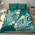 Plumeria With Teal Polynesian Tattoo Pattern Bedding Set