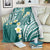 Plumeria With Teal Polynesian Tattoo Pattern Blanket