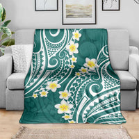 Plumeria With Teal Polynesian Tattoo Pattern Blanket LT05 - Polynesian Pride