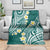 Plumeria With Teal Polynesian Tattoo Pattern Blanket