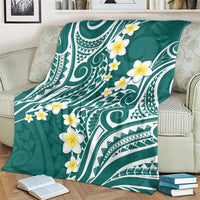 Plumeria With Teal Polynesian Tattoo Pattern Blanket LT05 - Polynesian Pride