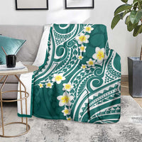 Plumeria With Teal Polynesian Tattoo Pattern Blanket LT05 - Polynesian Pride