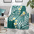 Plumeria With Teal Polynesian Tattoo Pattern Blanket