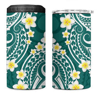 Plumeria With Teal Polynesian Tattoo Pattern 4 in 1 Can Cooler Tumbler LT05 One Size: 16 oz Teal - Polynesian Pride