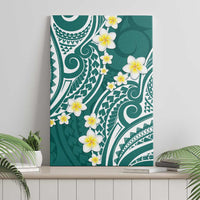Plumeria With Teal Polynesian Tattoo Pattern Canvas Wall Art LT05 - Polynesian Pride