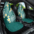 Plumeria With Teal Polynesian Tattoo Pattern Car Seat Cover