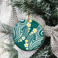Plumeria With Teal Polynesian Tattoo Pattern Ceramic Ornament LT05 - Polynesian Pride