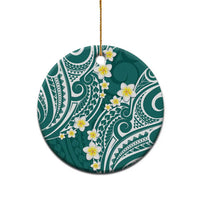 Plumeria With Teal Polynesian Tattoo Pattern Ceramic Ornament LT05 - Polynesian Pride