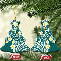 Plumeria With Teal Polynesian Tattoo Pattern Ceramic Ornament LT05 Christmas Tree Teal - Polynesian Pride