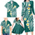 Plumeria With Teal Polynesian Tattoo Pattern Family Matching Long Sleeve Bodycon Dress and Hawaiian Shirt