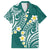 Plumeria With Teal Polynesian Tattoo Pattern Family Matching Long Sleeve Bodycon Dress and Hawaiian Shirt