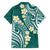 Plumeria With Teal Polynesian Tattoo Pattern Family Matching Long Sleeve Bodycon Dress and Hawaiian Shirt