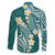 Plumeria With Teal Polynesian Tattoo Pattern Family Matching Long Sleeve Bodycon Dress and Hawaiian Shirt