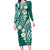 Plumeria With Teal Polynesian Tattoo Pattern Family Matching Long Sleeve Bodycon Dress and Hawaiian Shirt