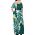 Plumeria With Teal Polynesian Tattoo Pattern Family Matching Off Shoulder Maxi Dress and Hawaiian Shirt