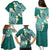 Plumeria With Teal Polynesian Tattoo Pattern Family Matching Puletasi and Hawaiian Shirt