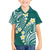 Plumeria With Teal Polynesian Tattoo Pattern Family Matching Puletasi and Hawaiian Shirt