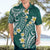 Plumeria With Teal Polynesian Tattoo Pattern Hawaiian Shirt