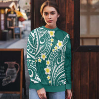 Plumeria With Teal Polynesian Tattoo Pattern Ugly Christmas Sweater LT05 - Polynesian Pride