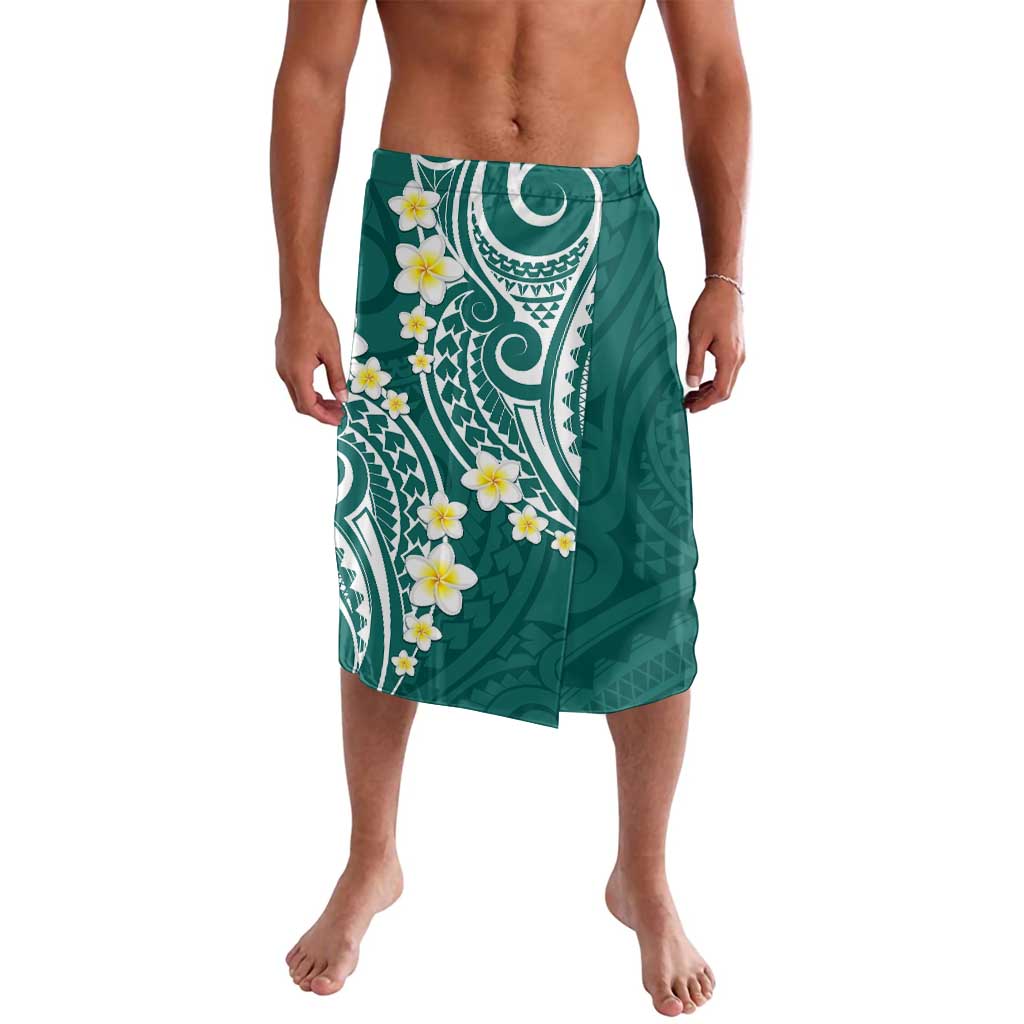 Plumeria With Teal Polynesian Tattoo Pattern Lavalava