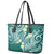 Plumeria With Teal Polynesian Tattoo Pattern Leather Tote Bag