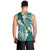 Plumeria With Teal Polynesian Tattoo Pattern Men Tank Top