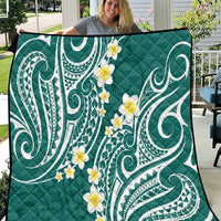 Plumeria With Teal Polynesian Tattoo Pattern Quilt LT05 Teal - Polynesian Pride