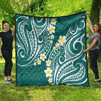 Plumeria With Teal Polynesian Tattoo Pattern Quilt LT05 - Polynesian Pride