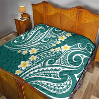 Plumeria With Teal Polynesian Tattoo Pattern Quilt LT05 - Polynesian Pride