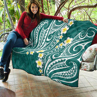Plumeria With Teal Polynesian Tattoo Pattern Quilt LT05 - Polynesian Pride