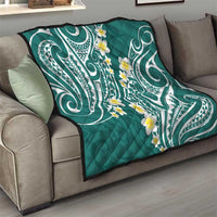 Plumeria With Teal Polynesian Tattoo Pattern Quilt LT05 - Polynesian Pride
