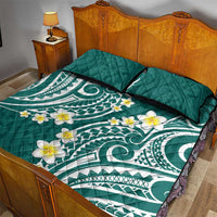 Plumeria With Teal Polynesian Tattoo Pattern Quilt Bed Set LT05 - Polynesian Pride