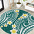 Plumeria With Teal Polynesian Tattoo Pattern Round Carpet