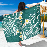Plumeria With Teal Polynesian Tattoo Pattern Sarong LT05 One Size 44 x 66 inches Teal - Polynesian Pride