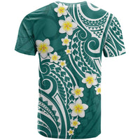 Plumeria With Teal Polynesian Tattoo Pattern T Shirt LT05 - Polynesian Pride