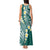 Plumeria With Teal Polynesian Tattoo Pattern Tank Maxi Dress