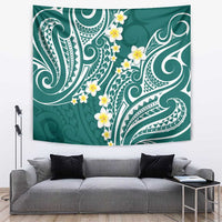Plumeria With Teal Polynesian Tattoo Pattern Tapestry LT05 Teal - Polynesian Pride