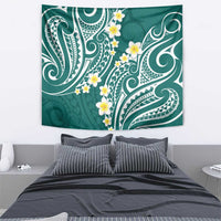Plumeria With Teal Polynesian Tattoo Pattern Tapestry LT05 - Polynesian Pride