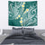 Plumeria With Teal Polynesian Tattoo Pattern Tapestry