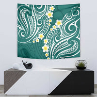 Plumeria With Teal Polynesian Tattoo Pattern Tapestry LT05 - Polynesian Pride