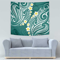 Plumeria With Teal Polynesian Tattoo Pattern Tapestry LT05 - Polynesian Pride
