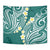 Plumeria With Teal Polynesian Tattoo Pattern Tapestry