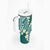 Plumeria With Teal Polynesian Tattoo Pattern Tumbler With Handle