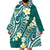 Plumeria With Teal Polynesian Tattoo Pattern Wearable Blanket Hoodie