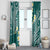 Plumeria With Teal Polynesian Tattoo Pattern Window Curtain